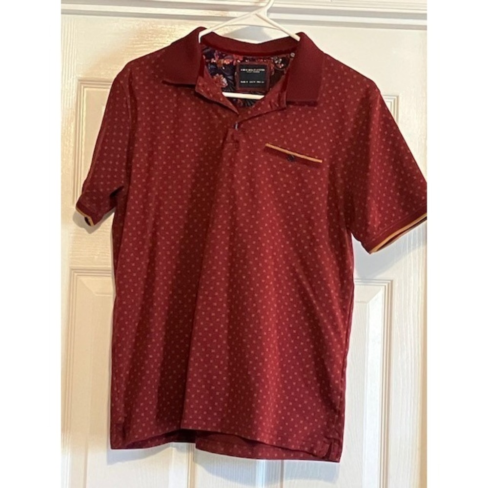 Denim & Flower Men's Polo Shirt Size Medium Maroon Burgundy
